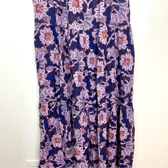 Knox Rose Womens Midi Length Floral Flutter Sleeve A Line Dress Sz Med Pink Blue - Picture 6 of 11